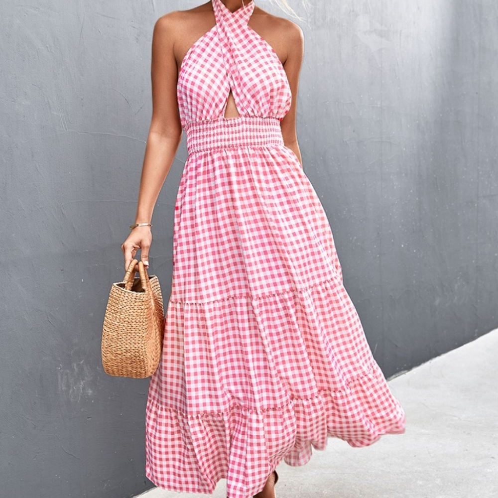 Someday Soon Printed Halter Dress